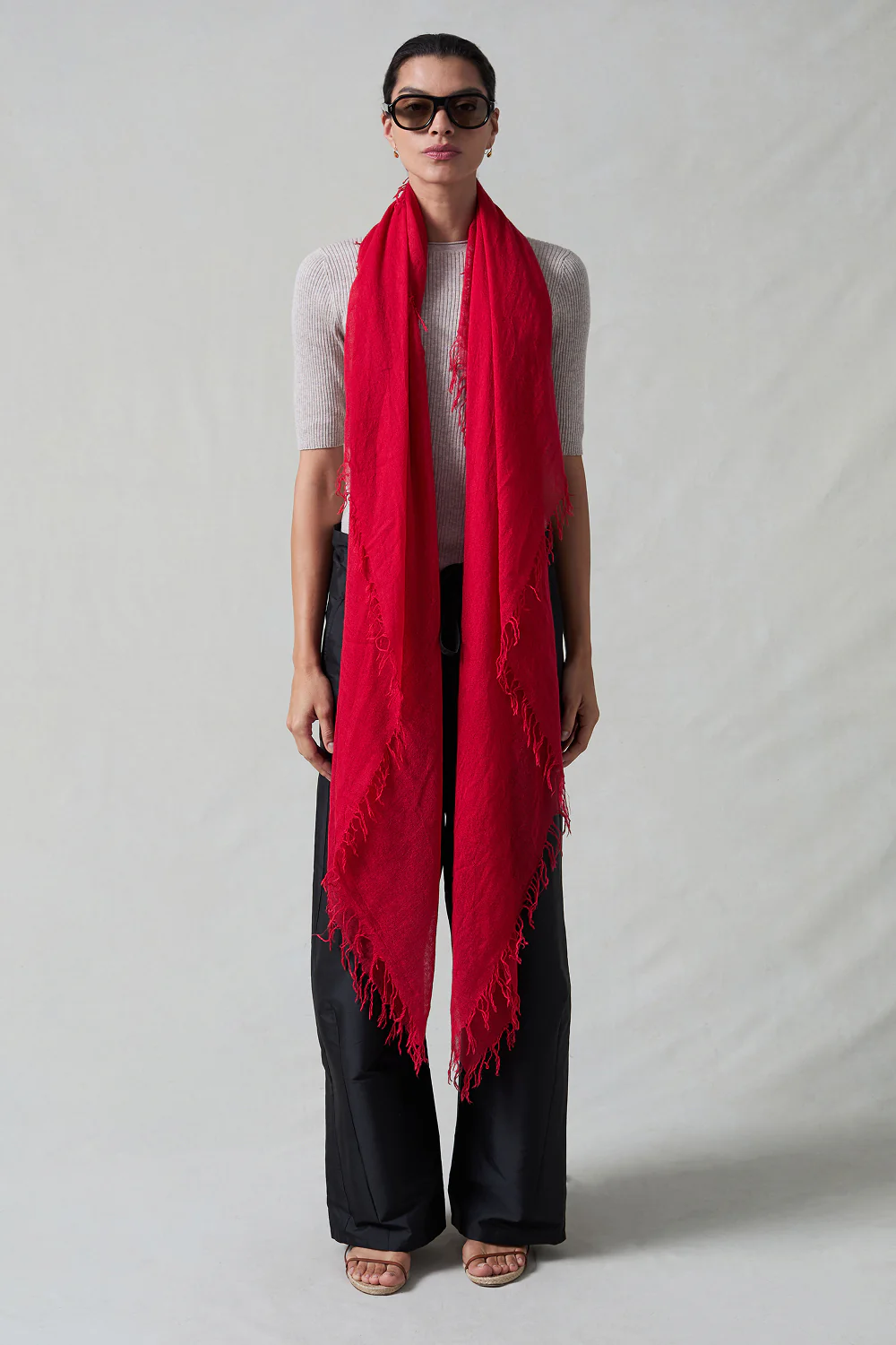 Cashmere and Silk Scarf Barbados Cherry - Image 2