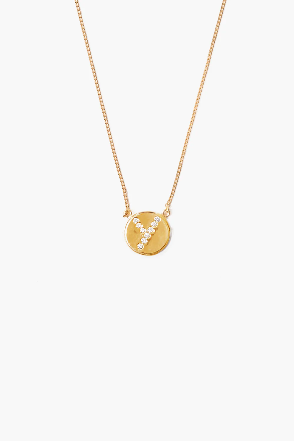 Diamond Initial Coin Necklace Gold - Image 27