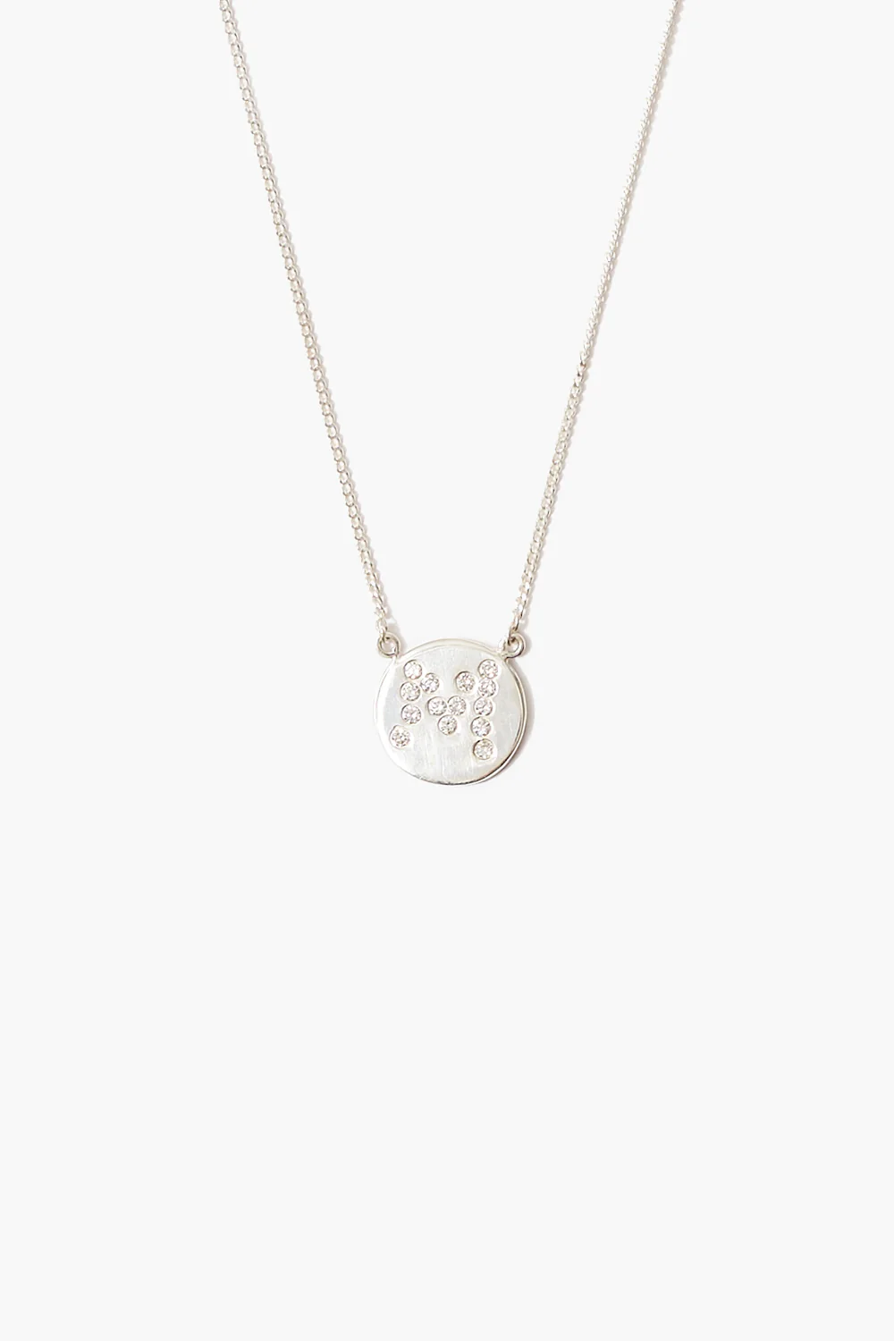 Diamond Initial Coin Necklace Silver - Image 16