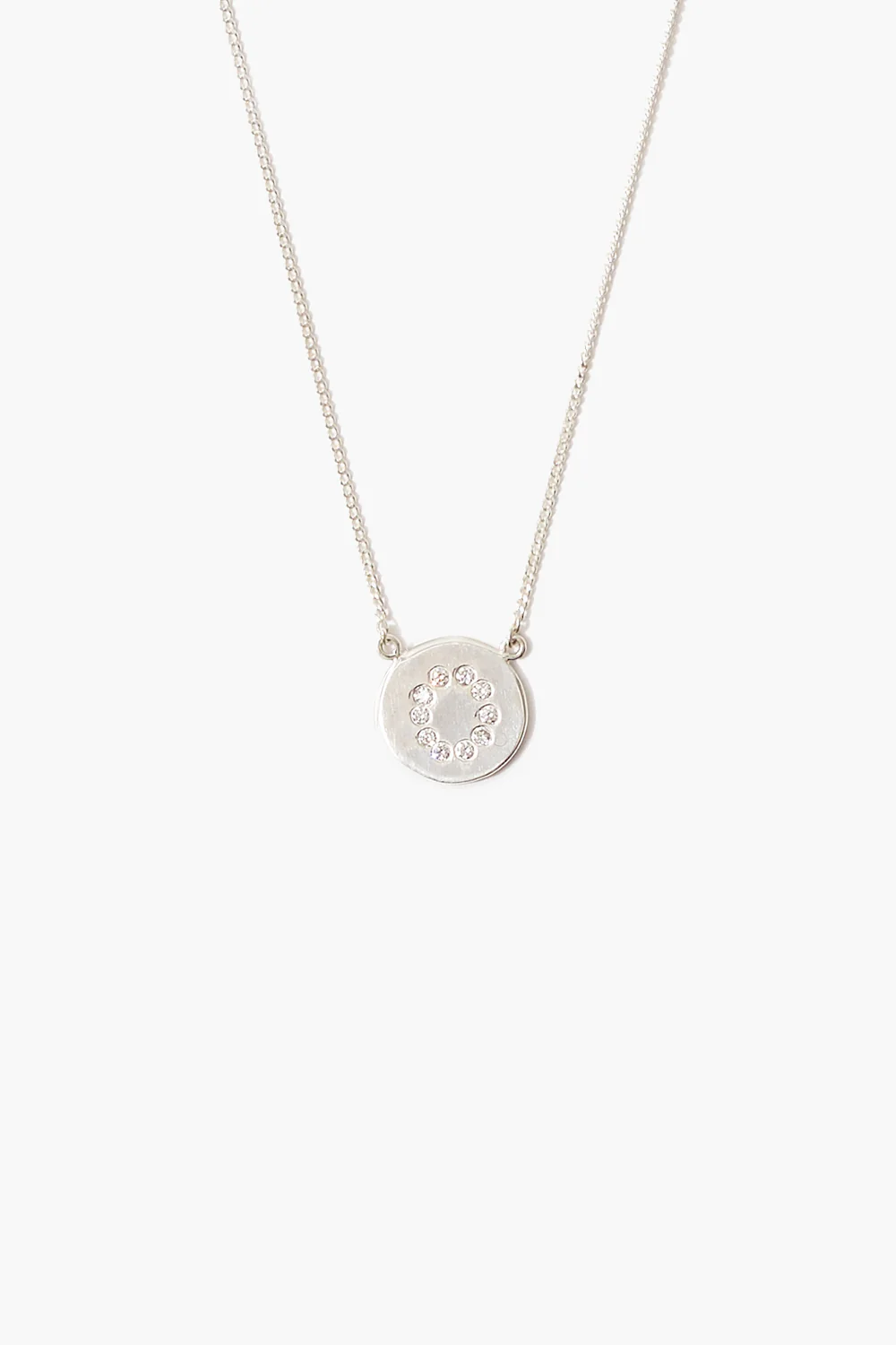 Diamond Initial Coin Necklace Silver - Image 18