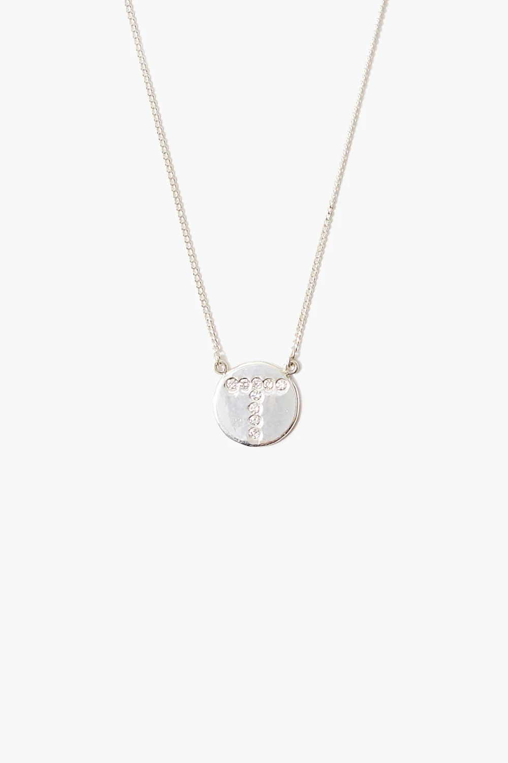 Diamond Initial Coin Necklace Silver - Image 23