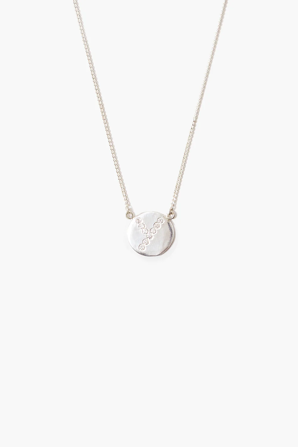 Diamond Initial Coin Necklace Silver - Image 28