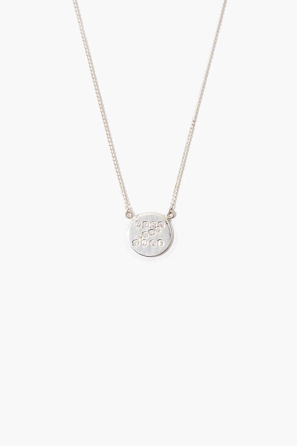 Diamond Initial Coin Necklace Silver - Image 29