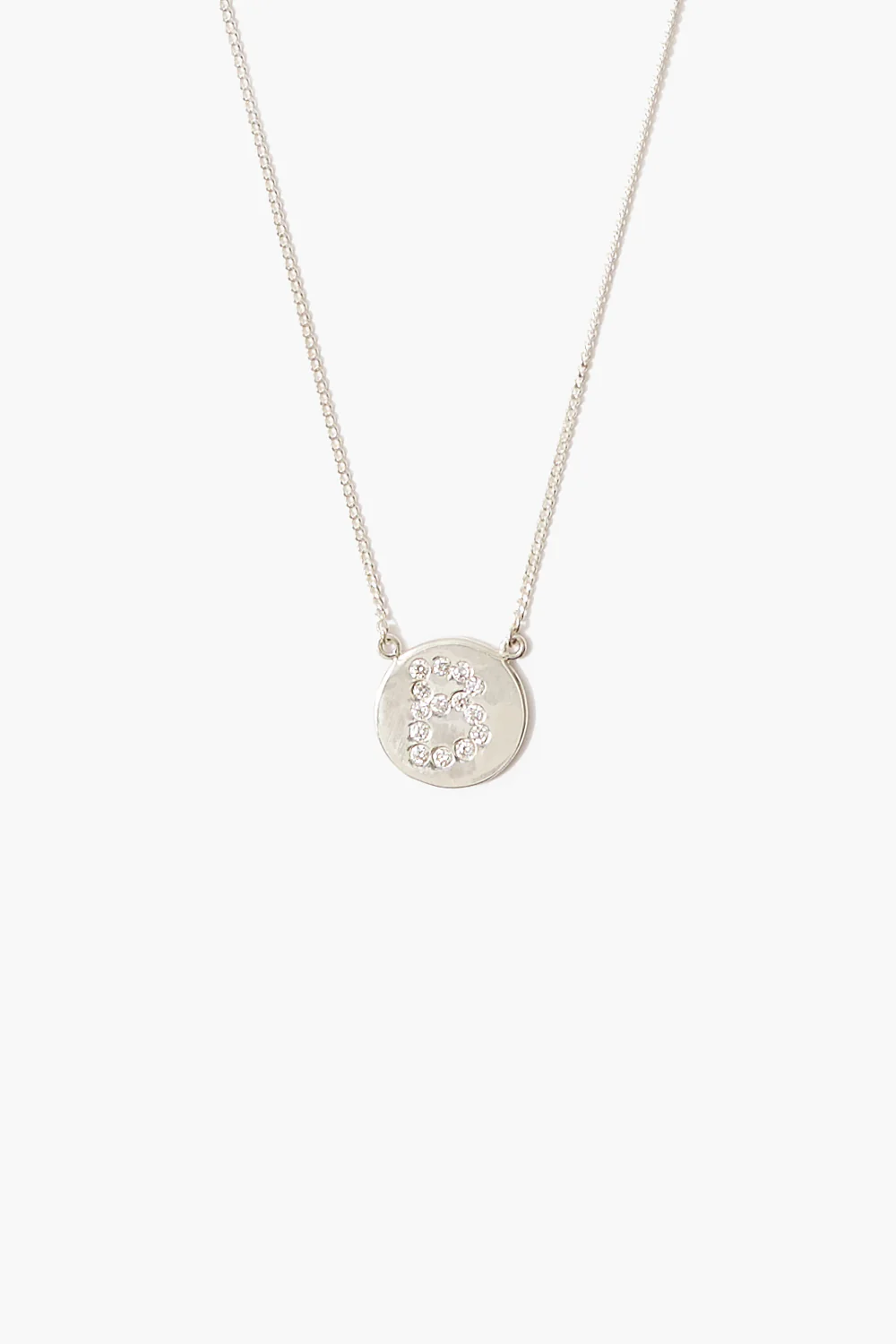 Diamond Initial Coin Necklace Silver - Image 3