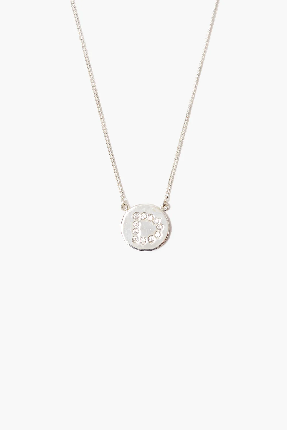 Diamond Initial Coin Necklace Silver - Image 7