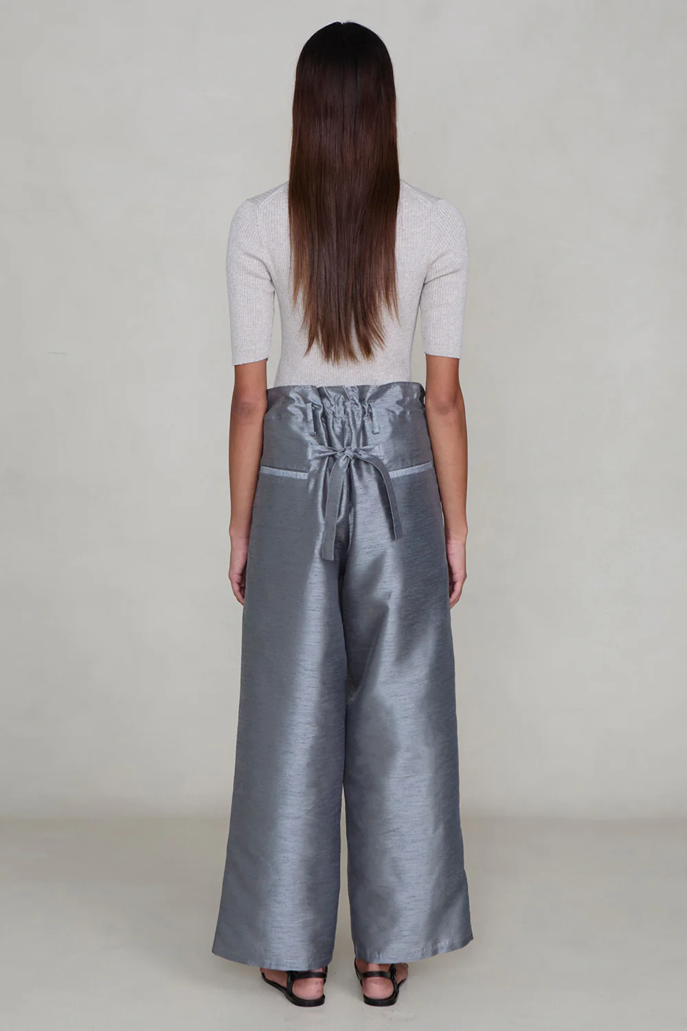 Dupioni Straight Leg Pant Steel - Image 3