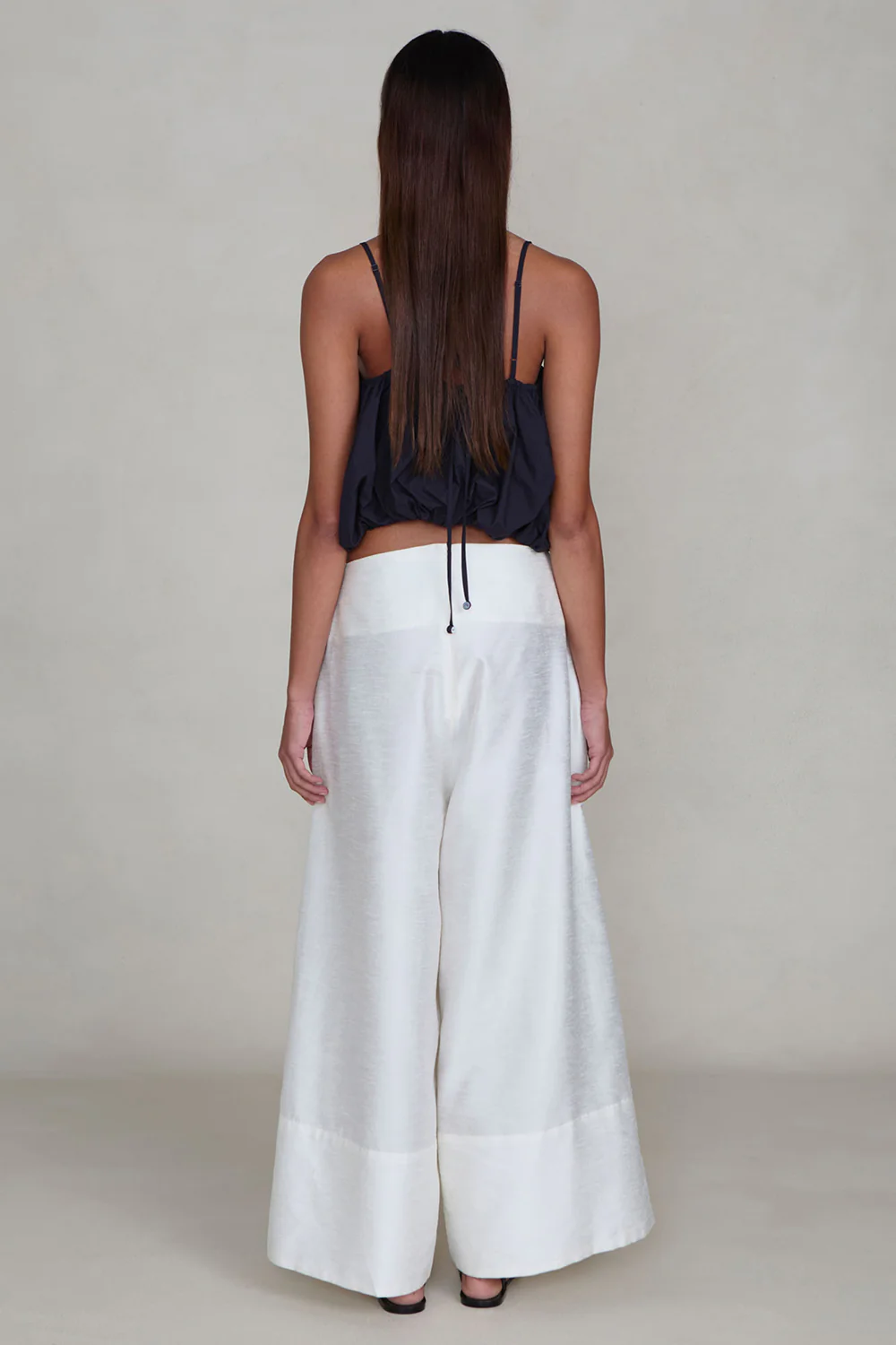 Dupioni Ultra Wide Leg Trouser White - Image 3