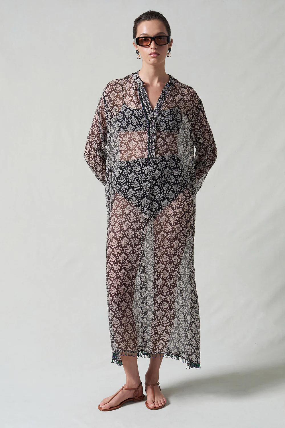 Eloise Beaded Silk Dress Black