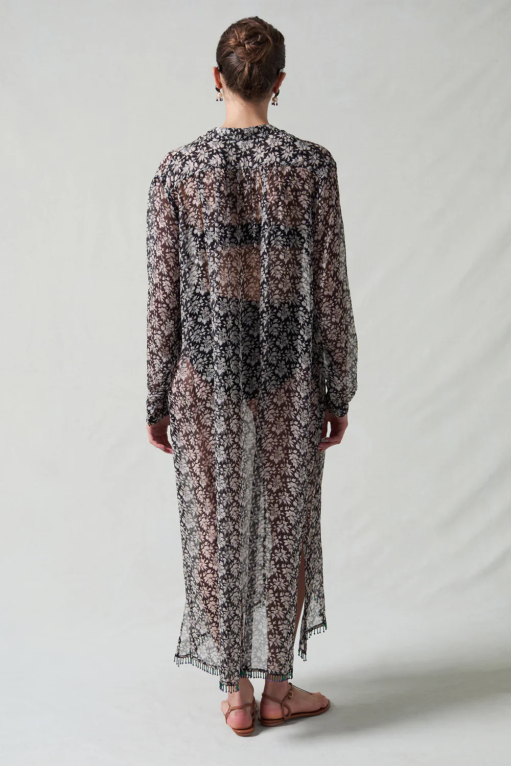 Eloise Beaded Silk Dress Black - Image 3