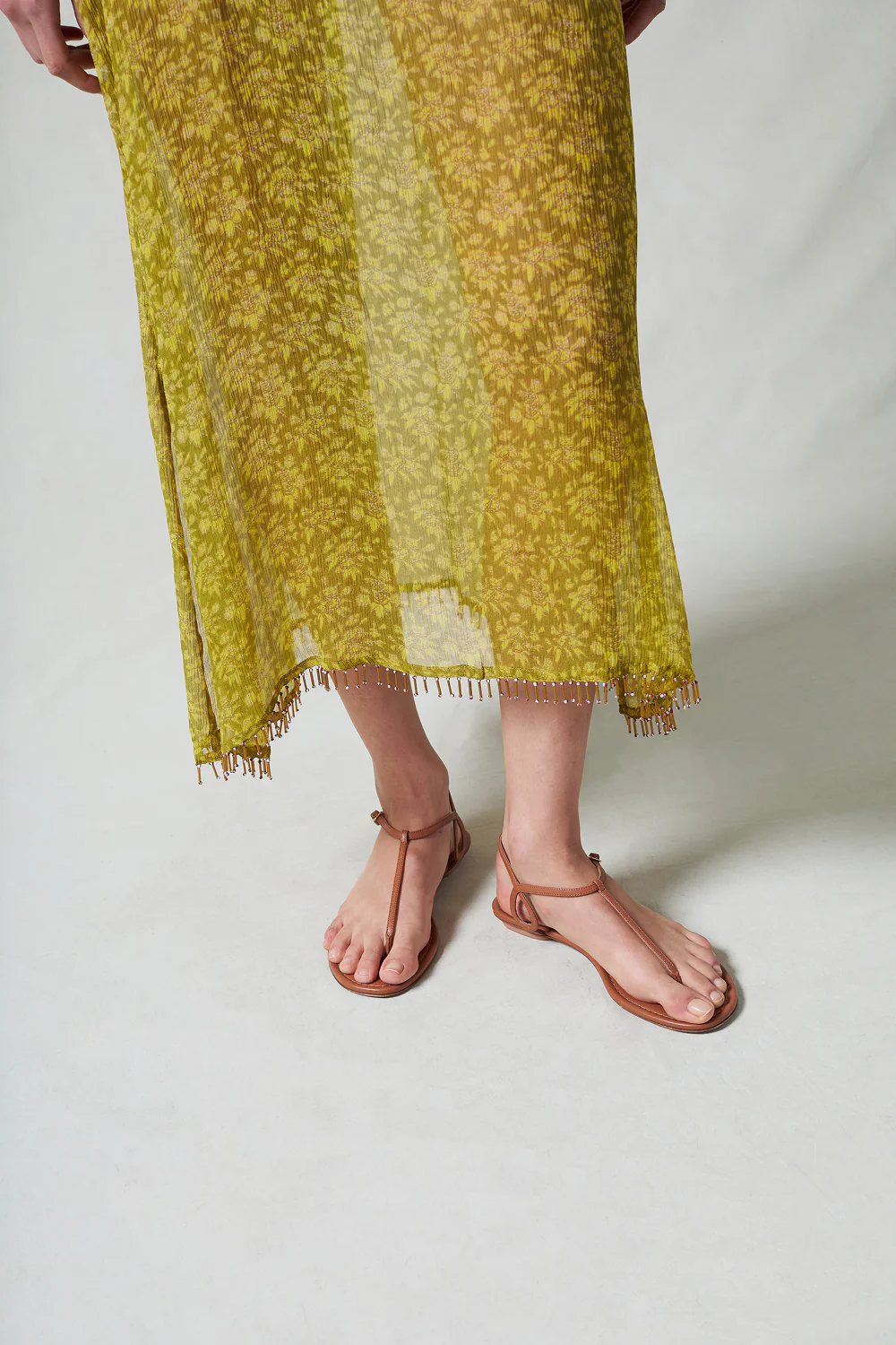 Eloise Beaded Silk Dress Yellow - Image 3