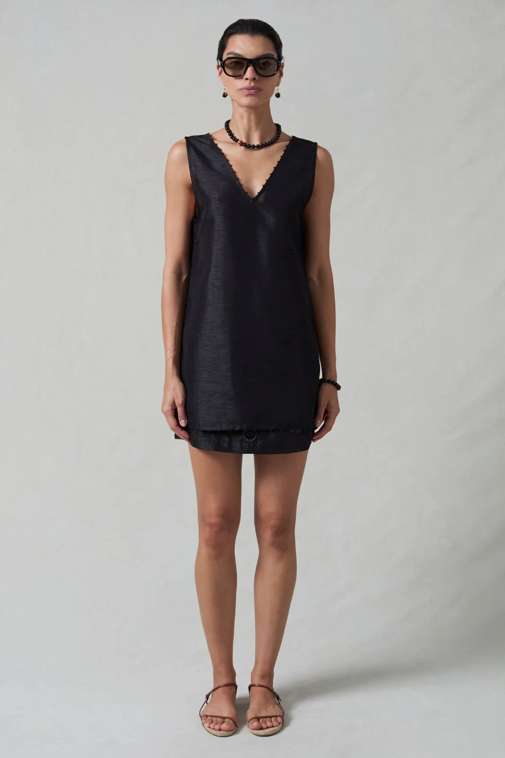 Exaggerated Dupioni Tank Black - Image 4
