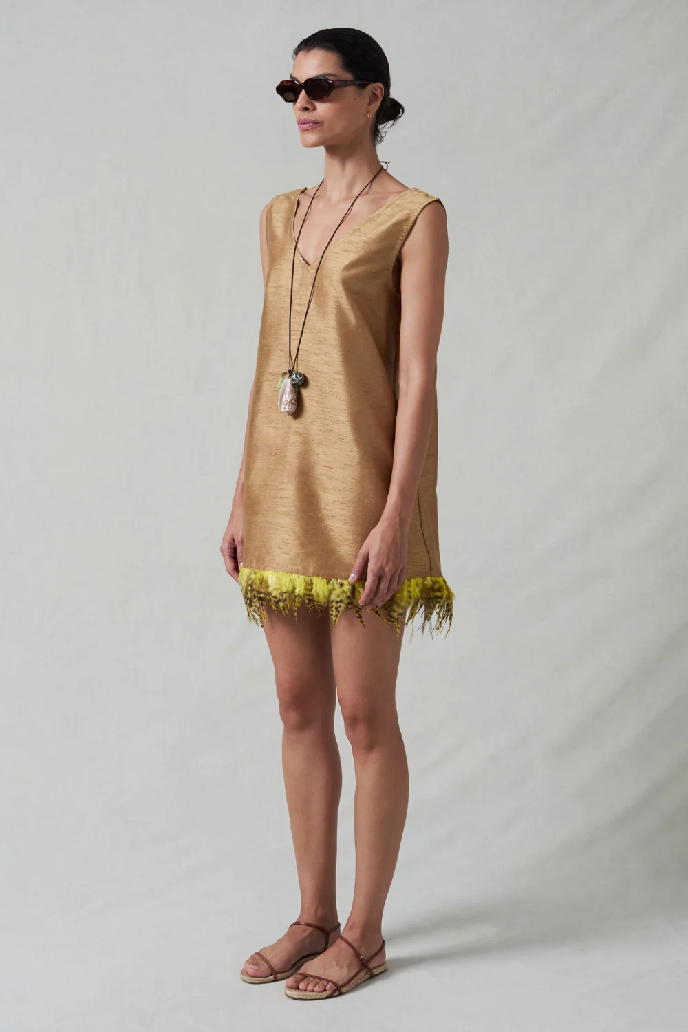 Feather Dupioni Tank Camel - Image 3