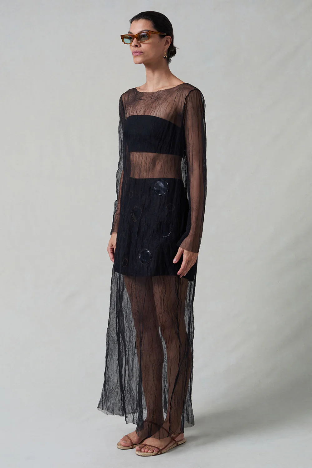 Ghost Crinkle Mesh Overlay Black - Image 2