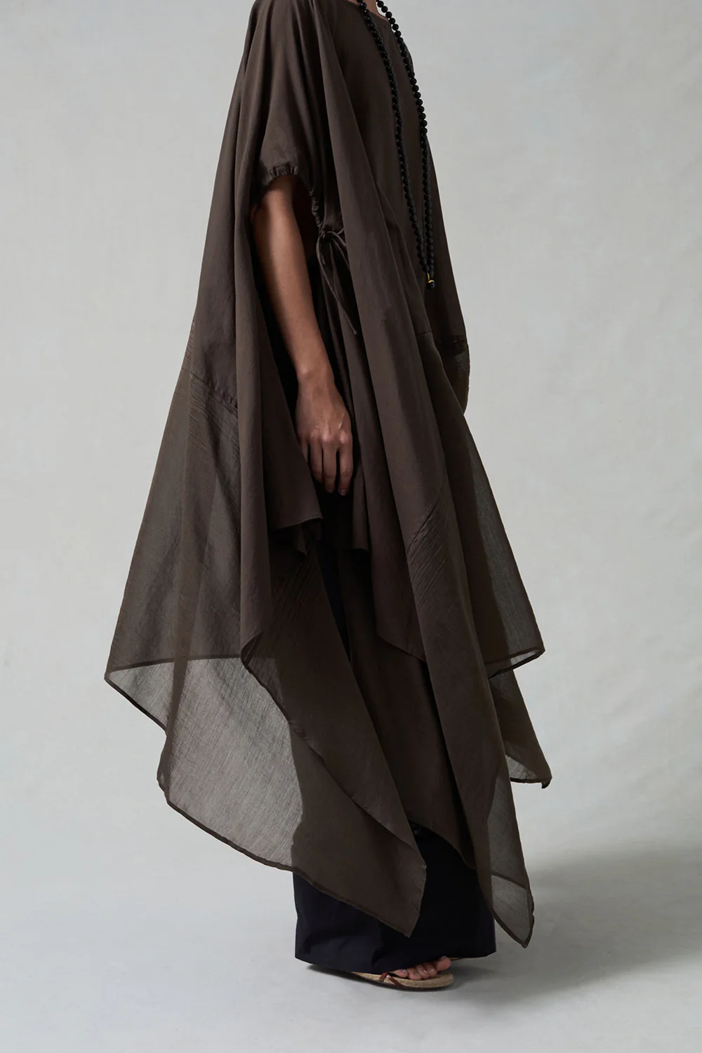 High Low Cotton Silk Caftan Earth - Image 3