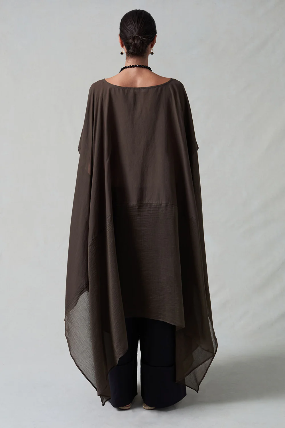 High Low Cotton Silk Caftan Earth - Image 4