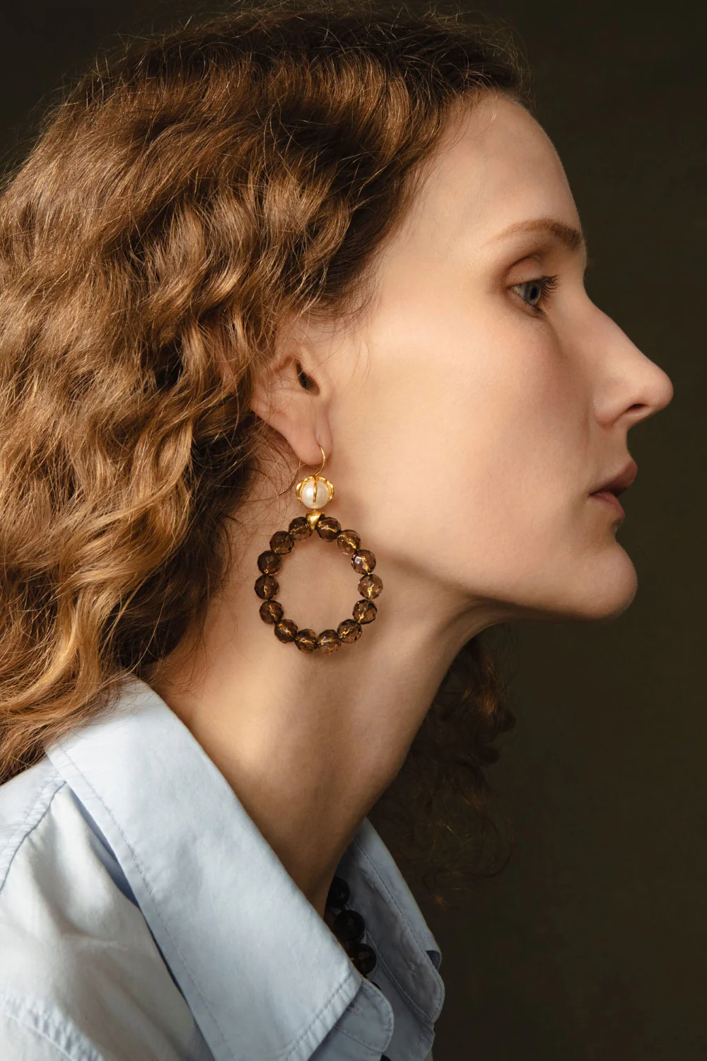 Lark Hoop Earrings Smoky Quartz - Image 2