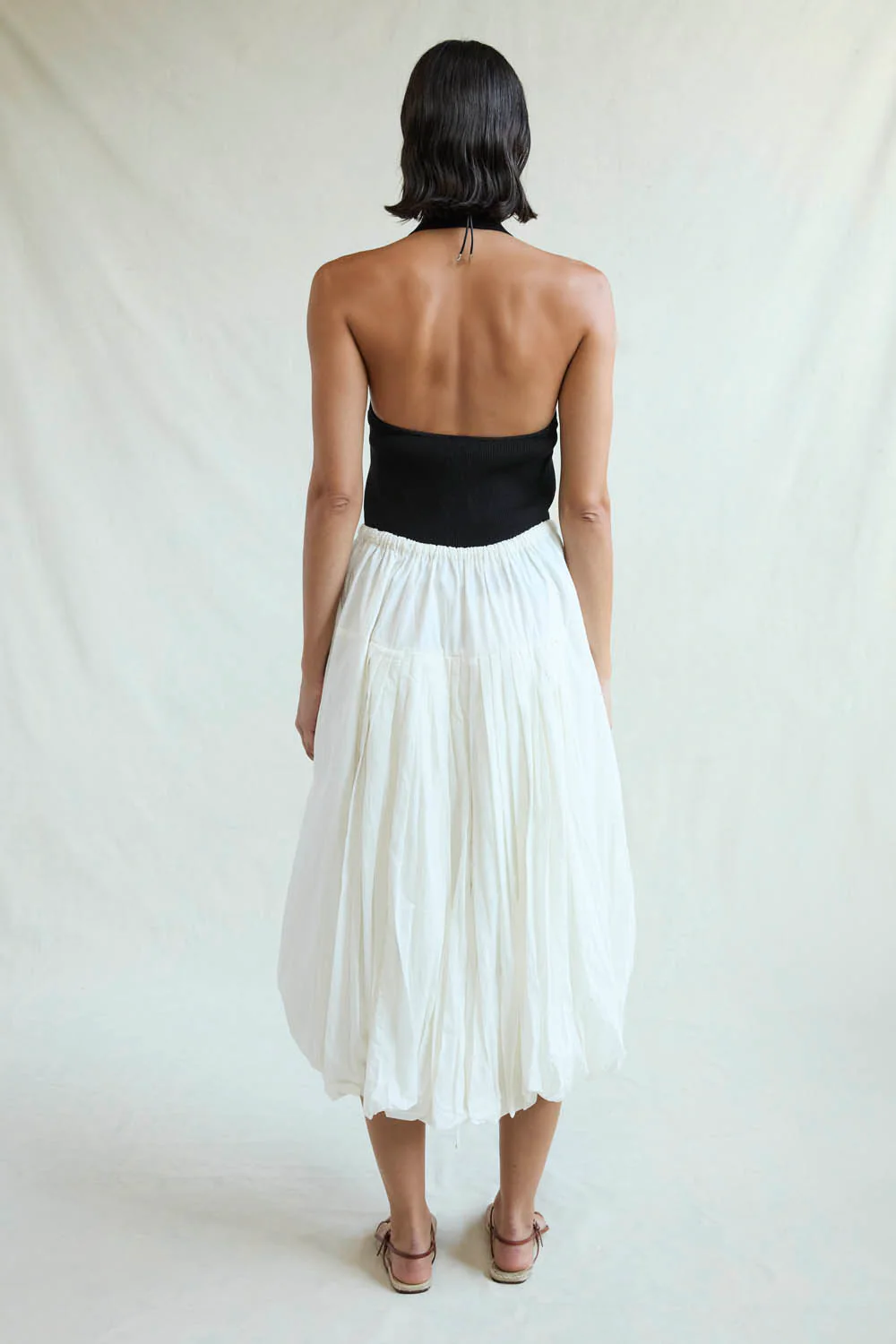 Million Pleats Bubble Skirt Natural - Image 3