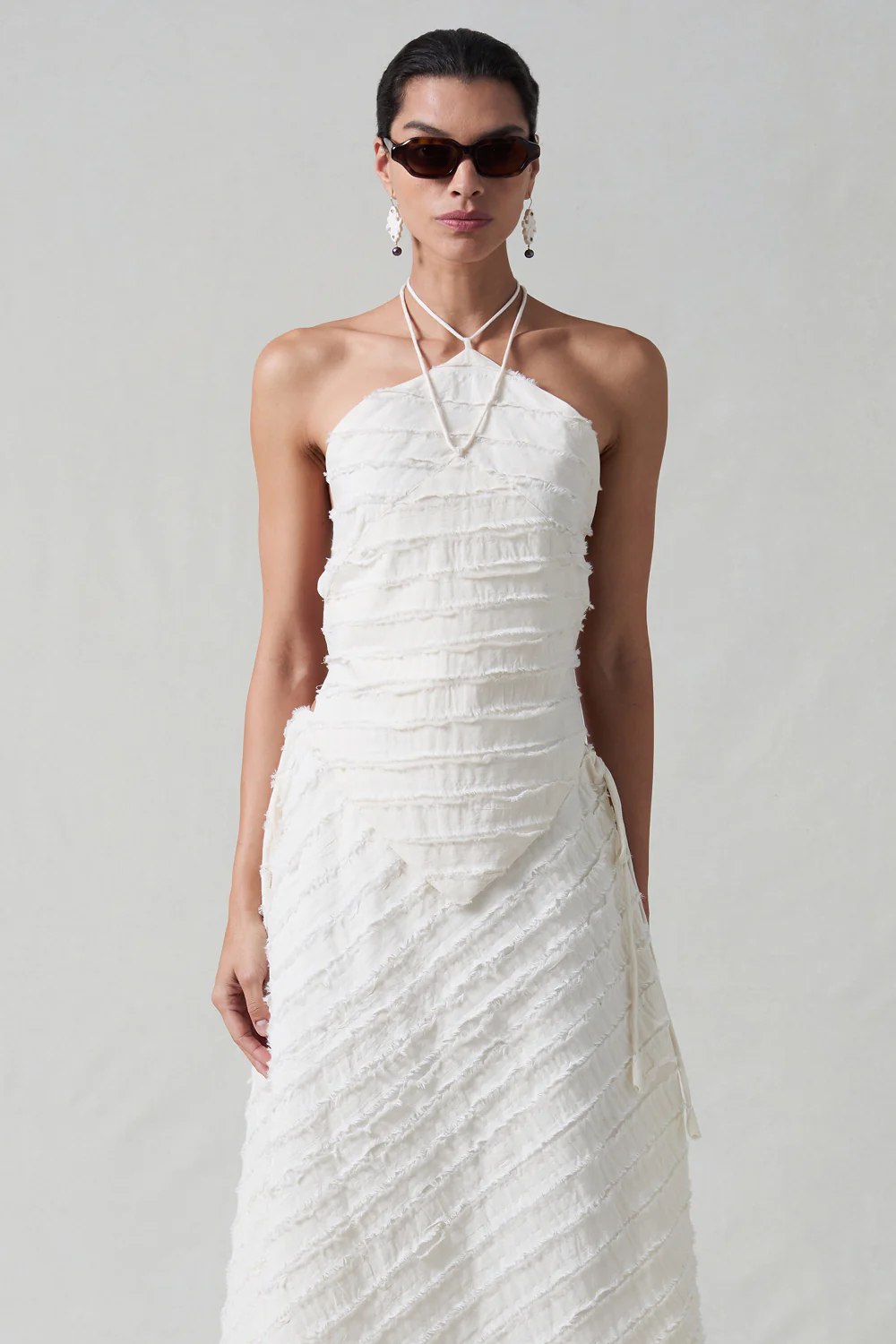 Million Strip Napkin Halter Top Natural