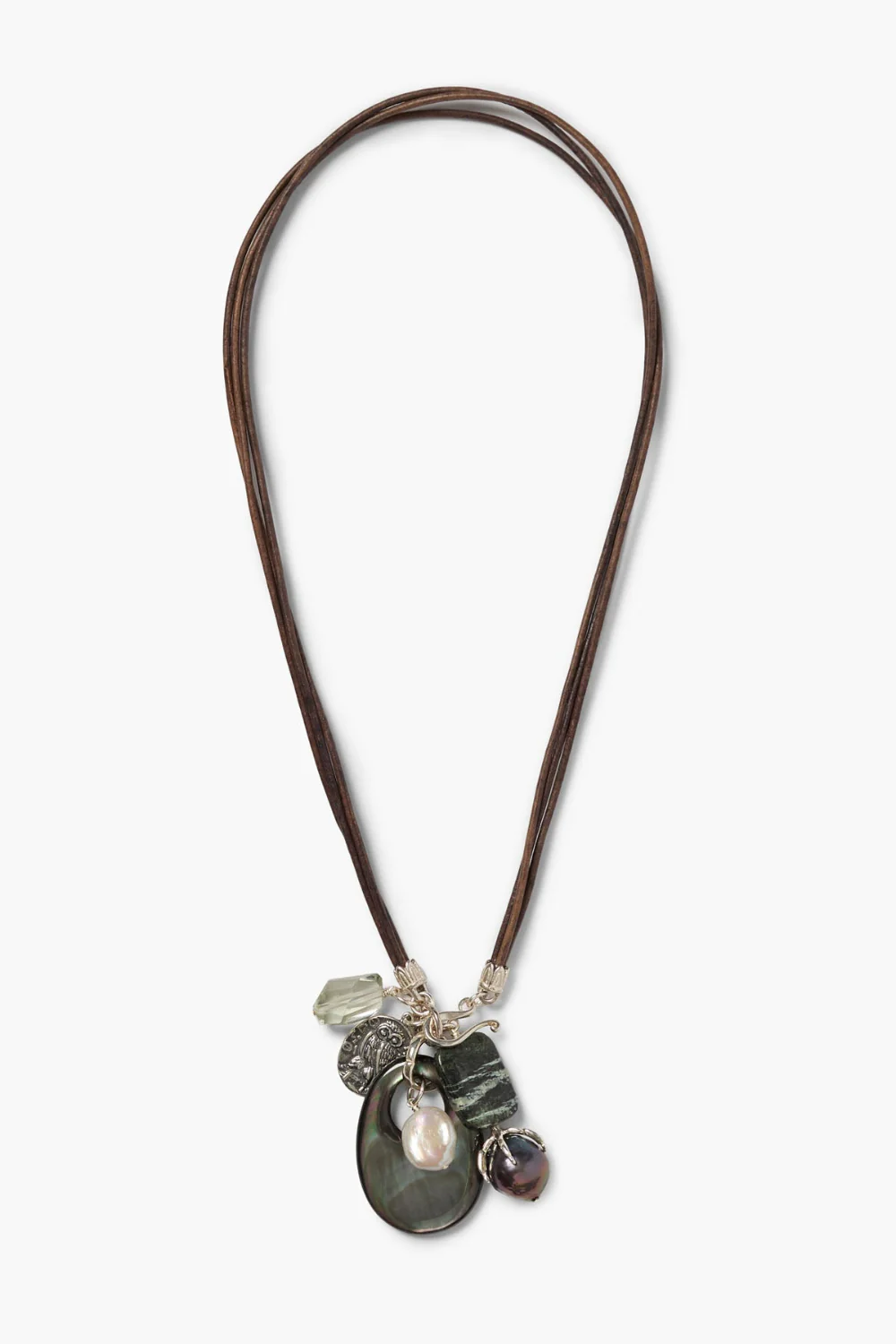 Narcissus Charm Necklace Silver Multi