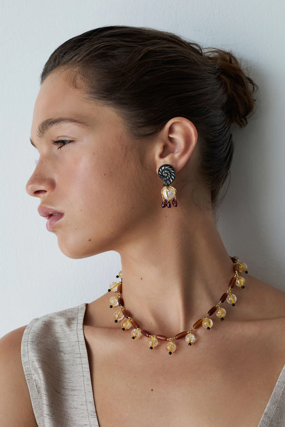 Nautilus Drop Earrings Black MOP - Image 2