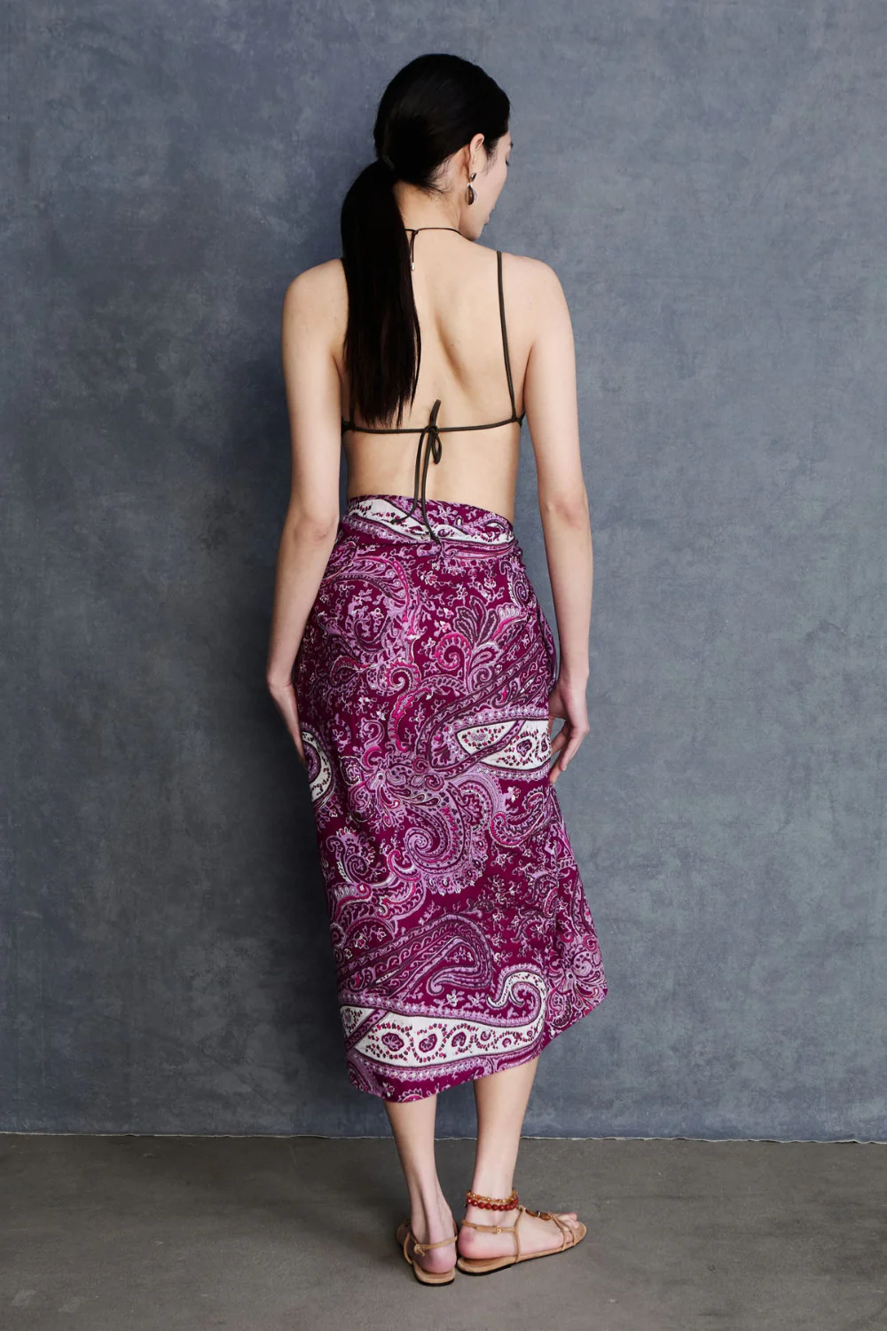 Paisley Printed Sarong Purple - Image 3