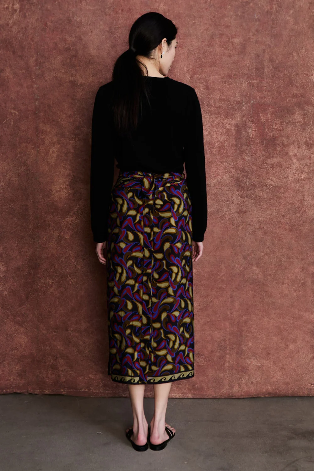Paisley Silk Wrap Skirt Lapis - Image 3