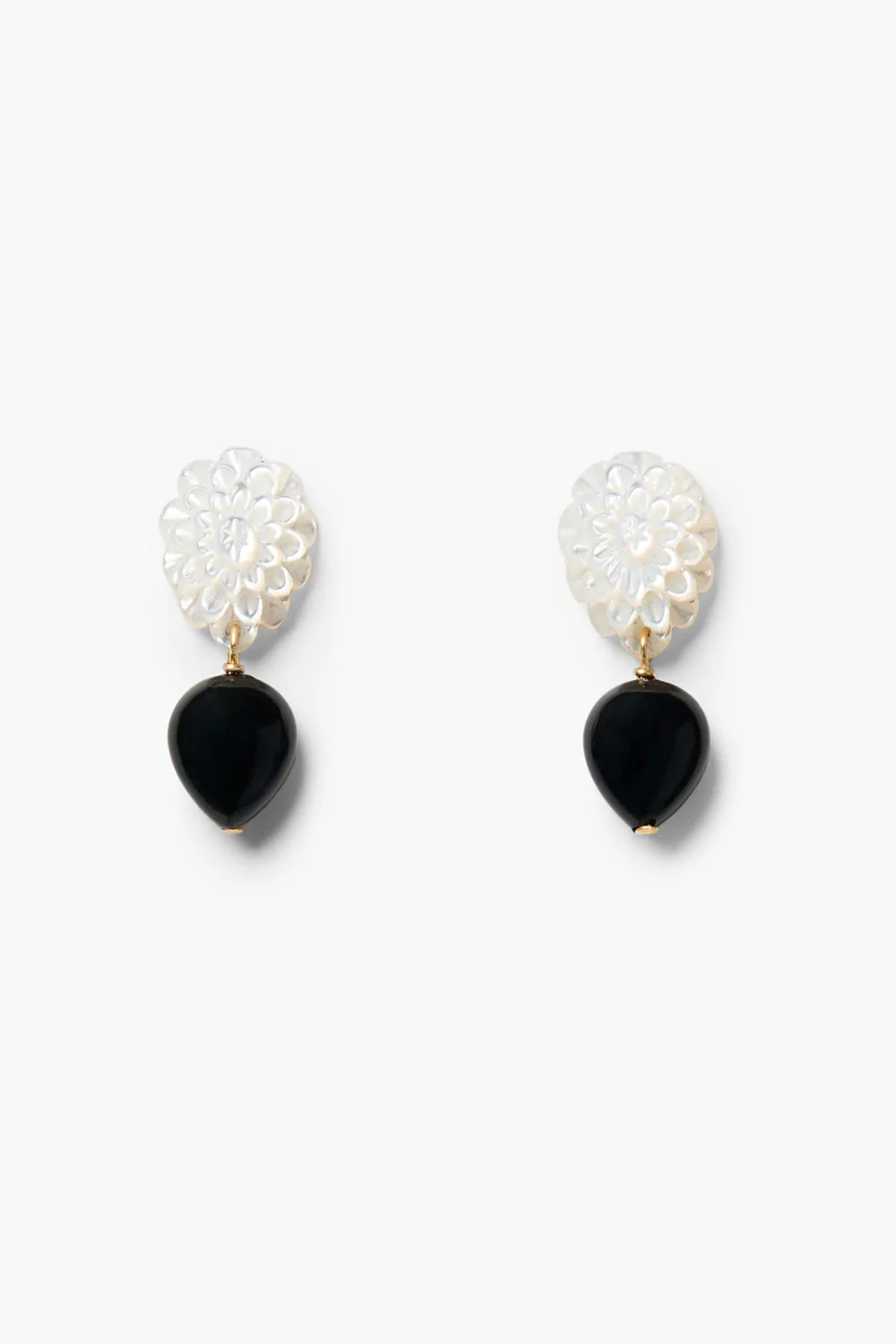 Peony Drop Earrings White MOP