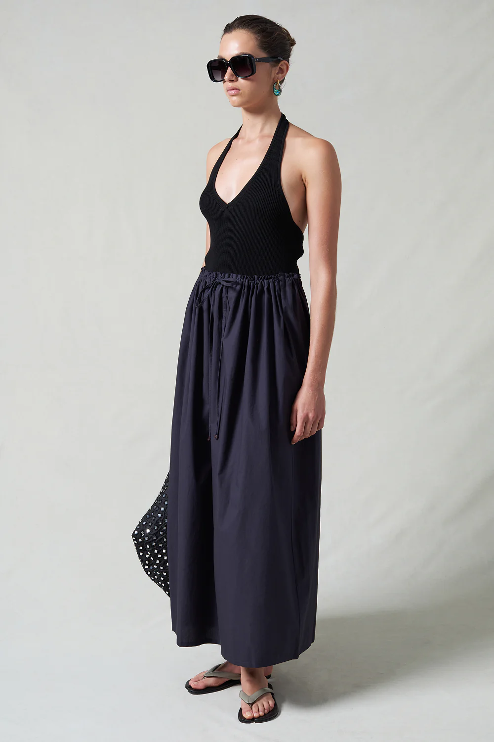 Poplin Column Skirt Midnight Navy - Image 2