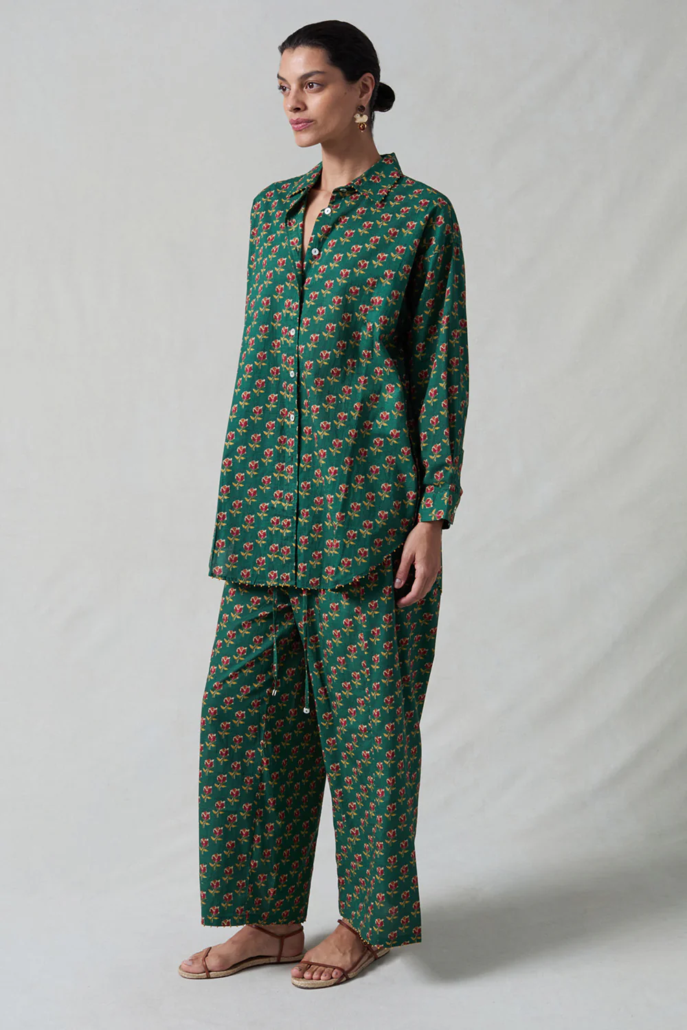 Rose Printed Set Teal - Image 3