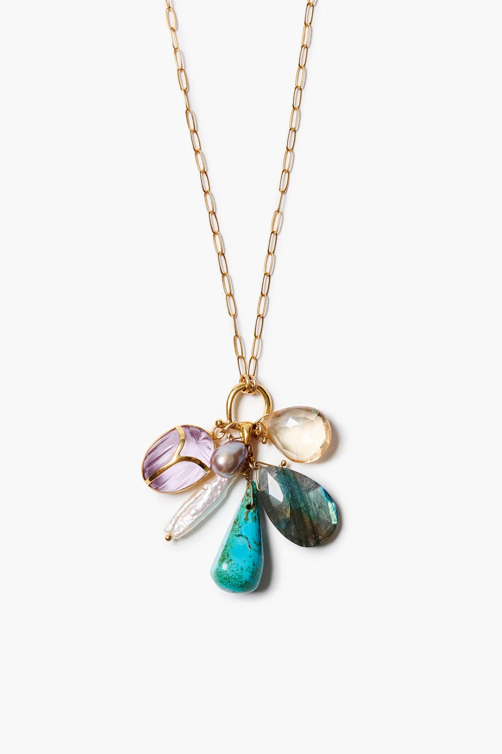 Scarab Charm Necklace Multi