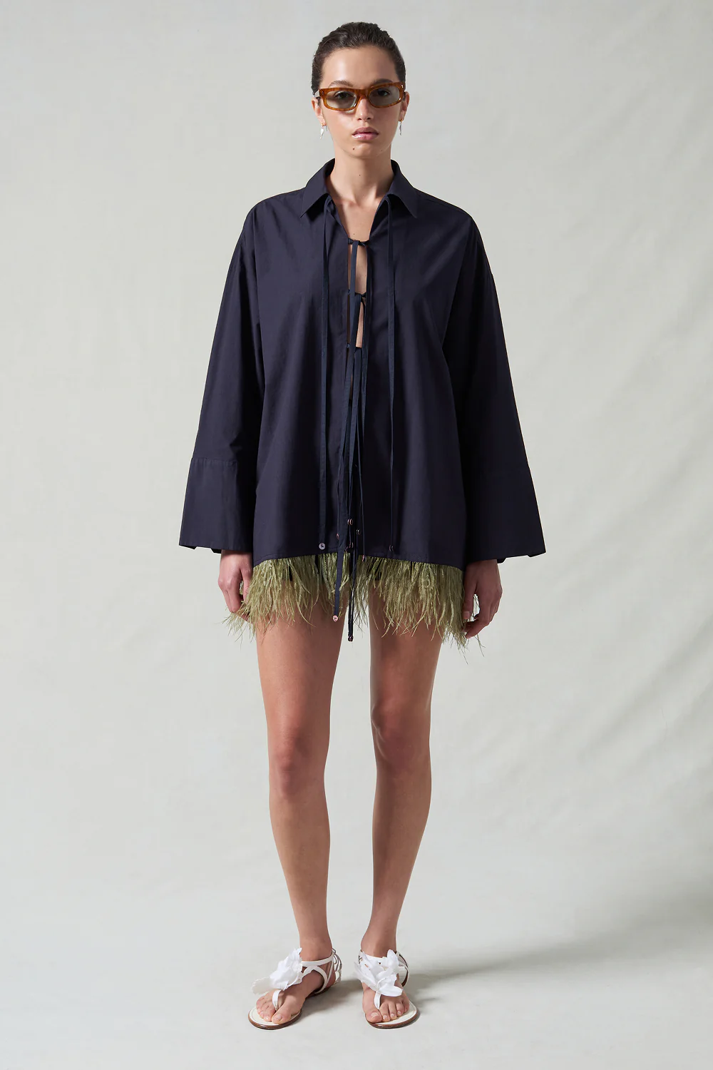 Shoelace Feather Shirt Midnight Navy - Image 2