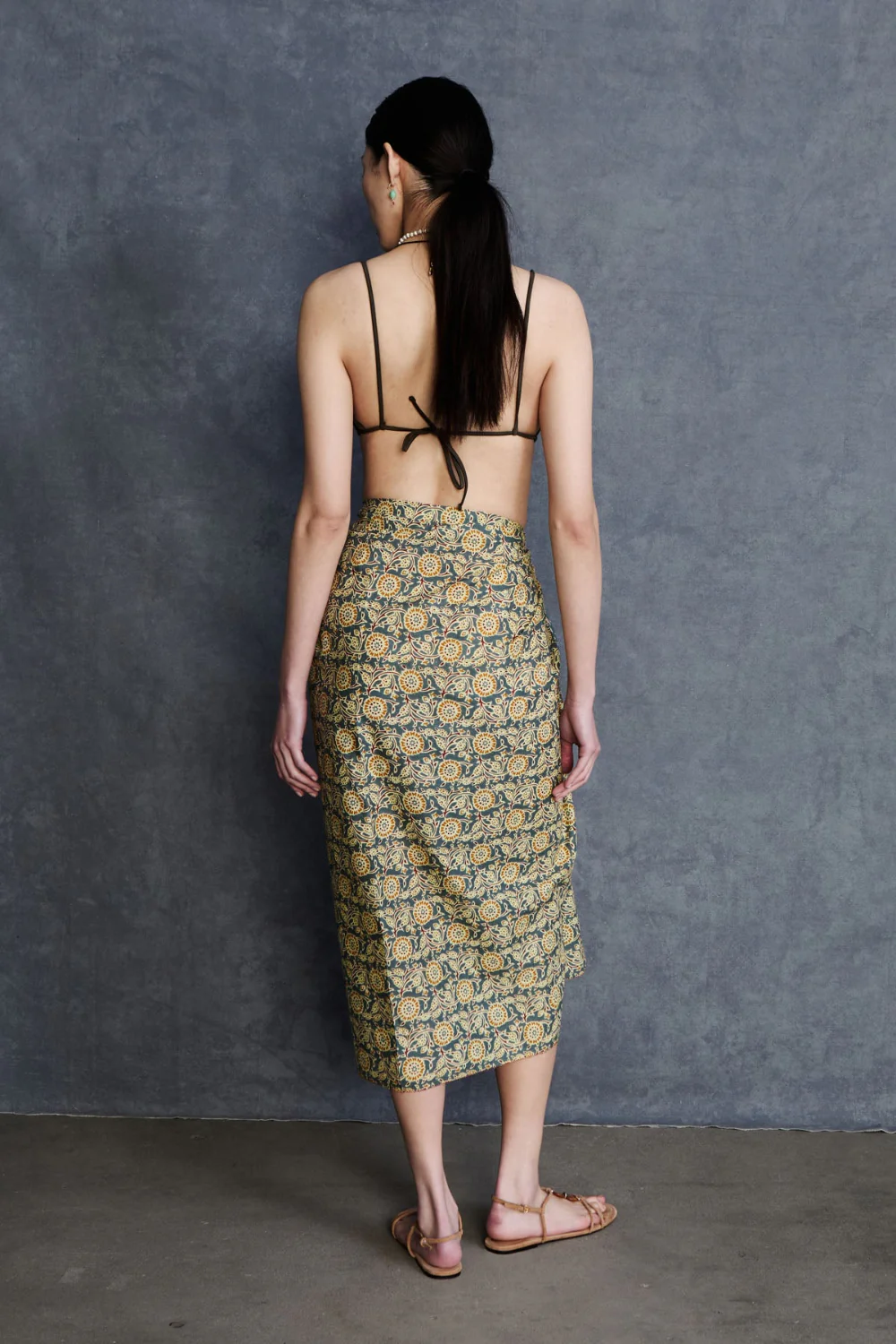 Sunflower Printed Sarong Steel Blue - Image 3
