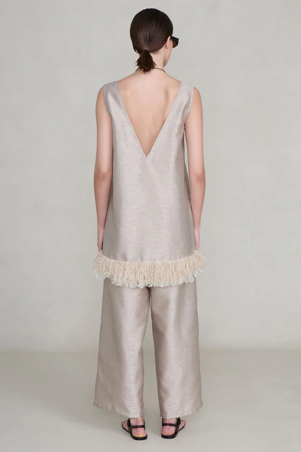 Tangled Yarn Dupioni Tank Taupe - Image 4