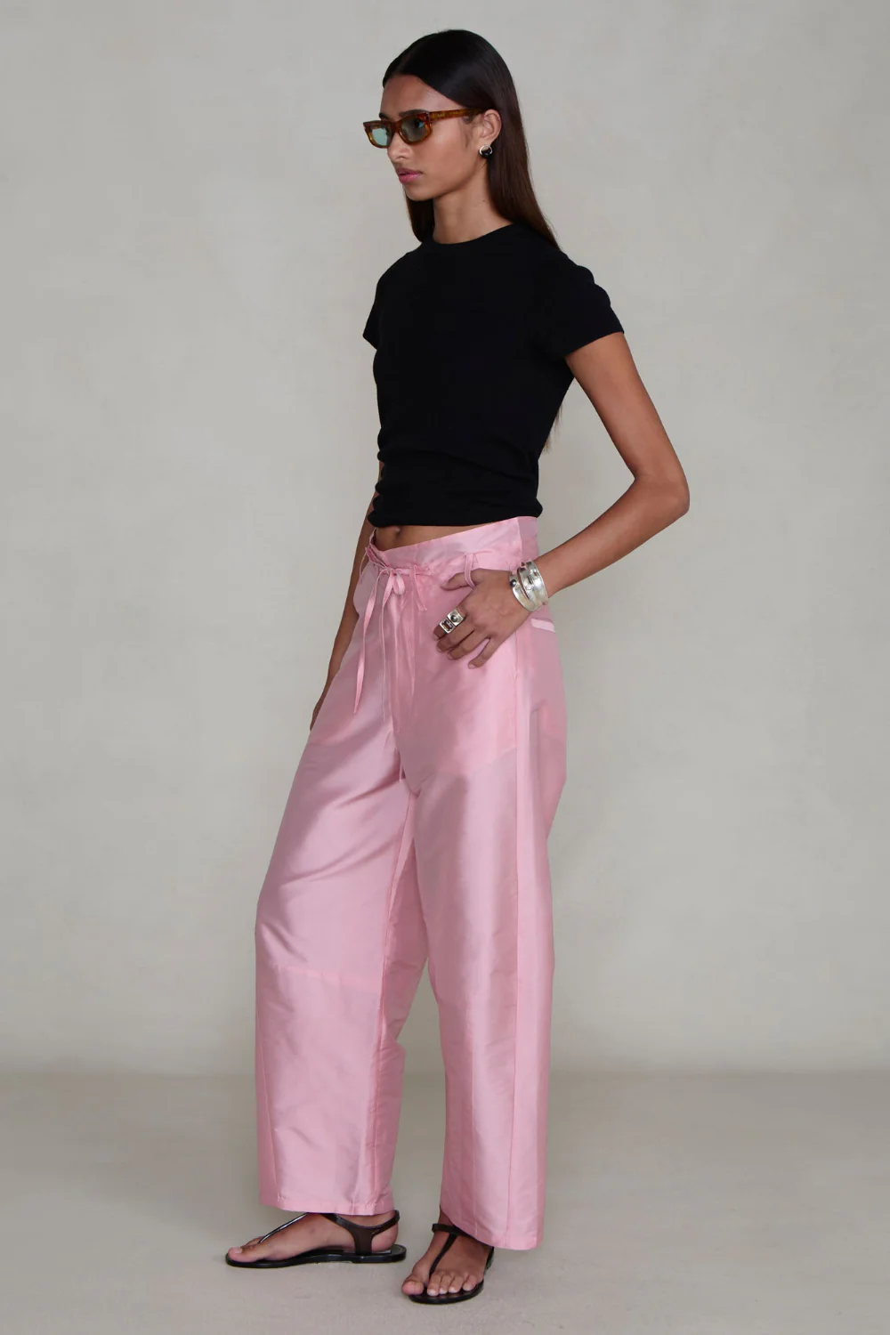 Techno Taffeta Barrel Pant Rose - Image 3