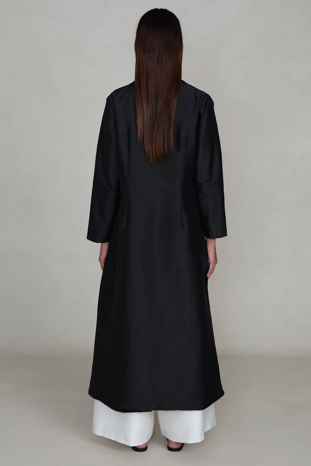 Techno Taffeta Collarless Coat Black - Image 3