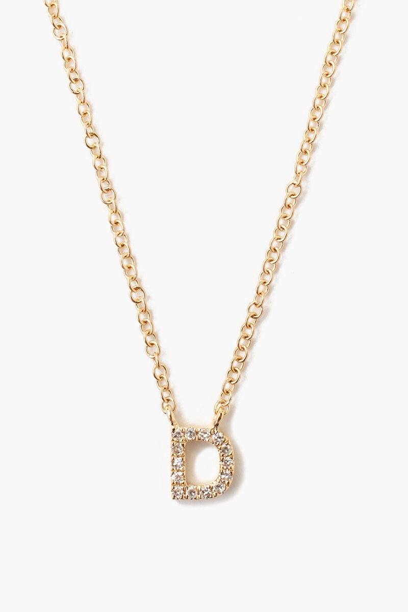14k Gold and White Diamond Initial Necklace - Image 8