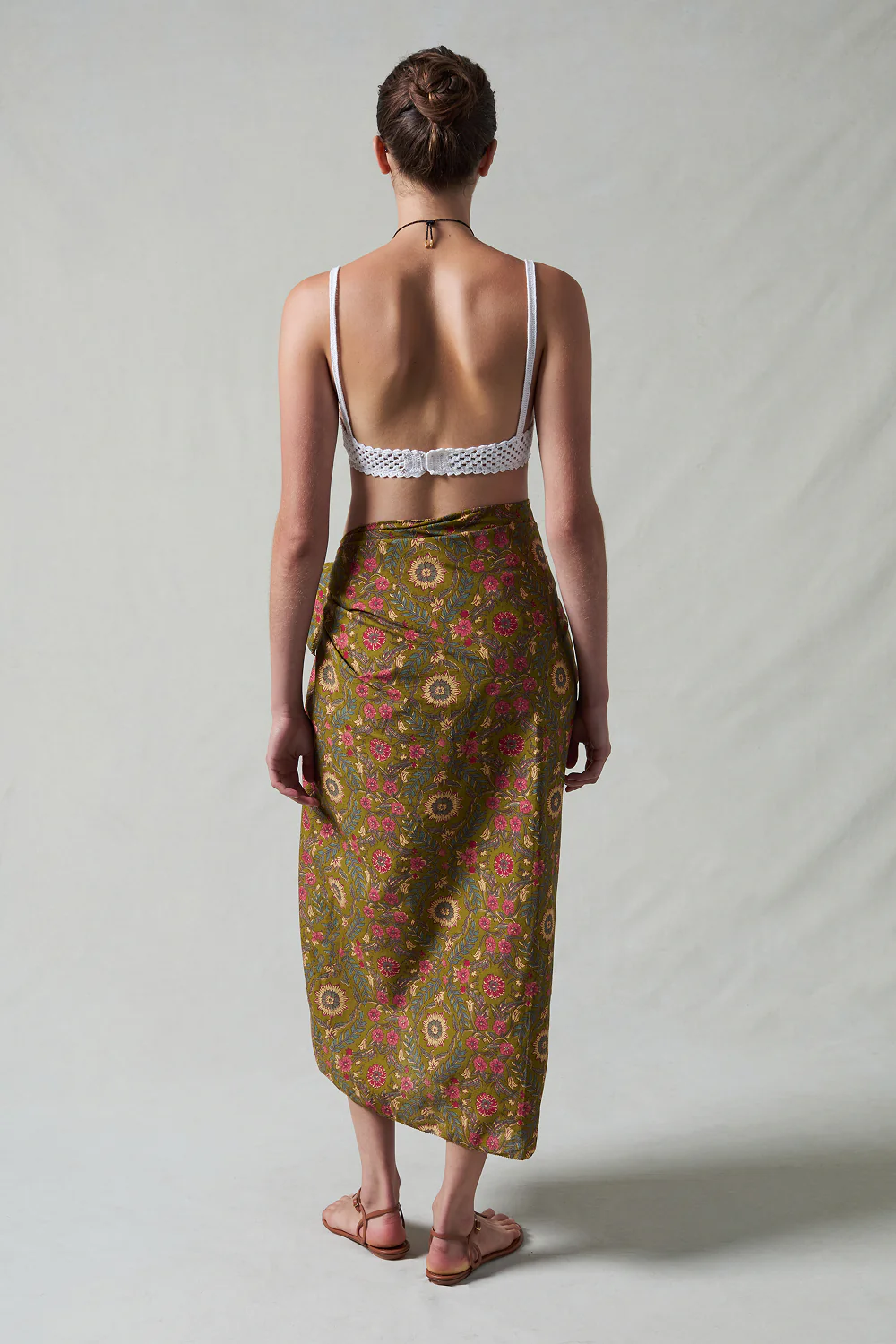 Wildflower Printed Sarong Olive Green - Image 3