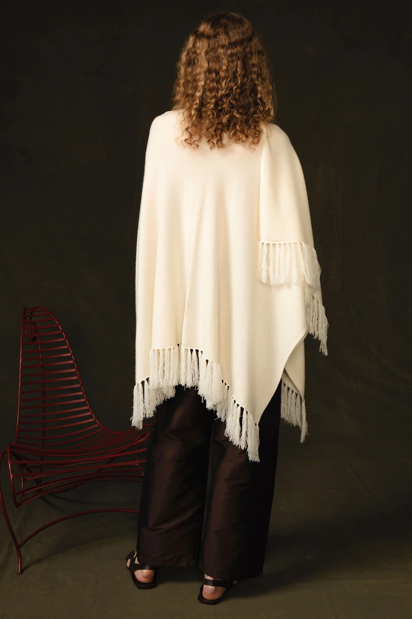 Wool Cashmere Knit Cape Aspen White - Image 3